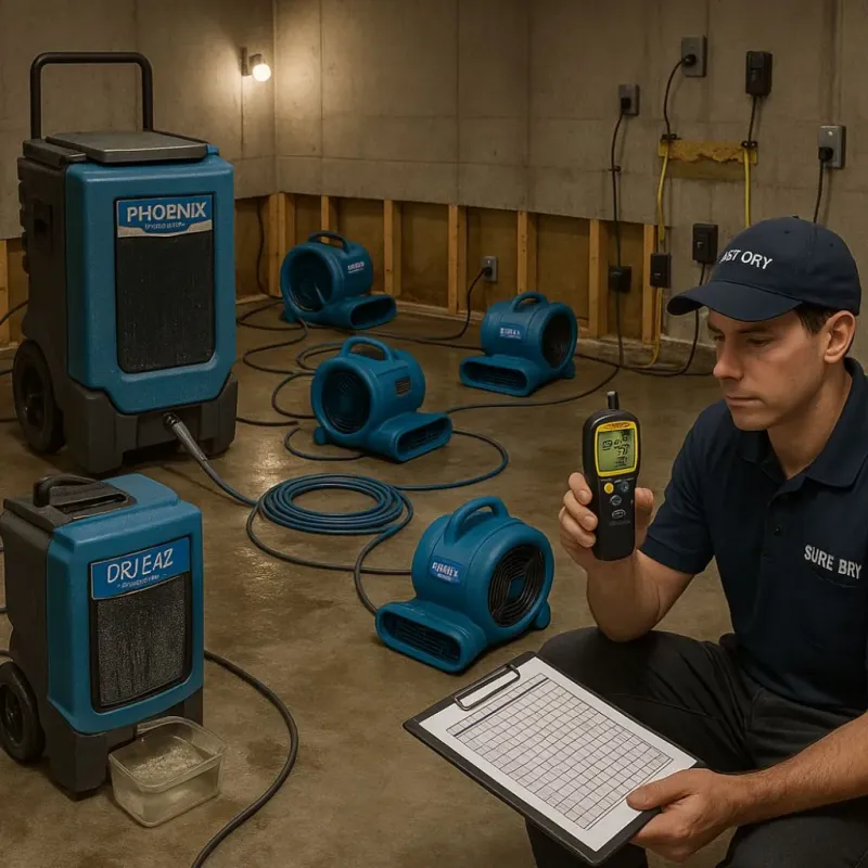 Structural Drying and Dehumidification process in Avila Beach, CA